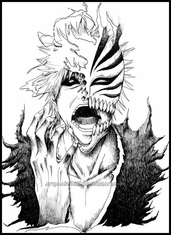 600x822 hollow ichigo kurosaki drawing process bleach amino - Ichigo Kurosaki Drawing