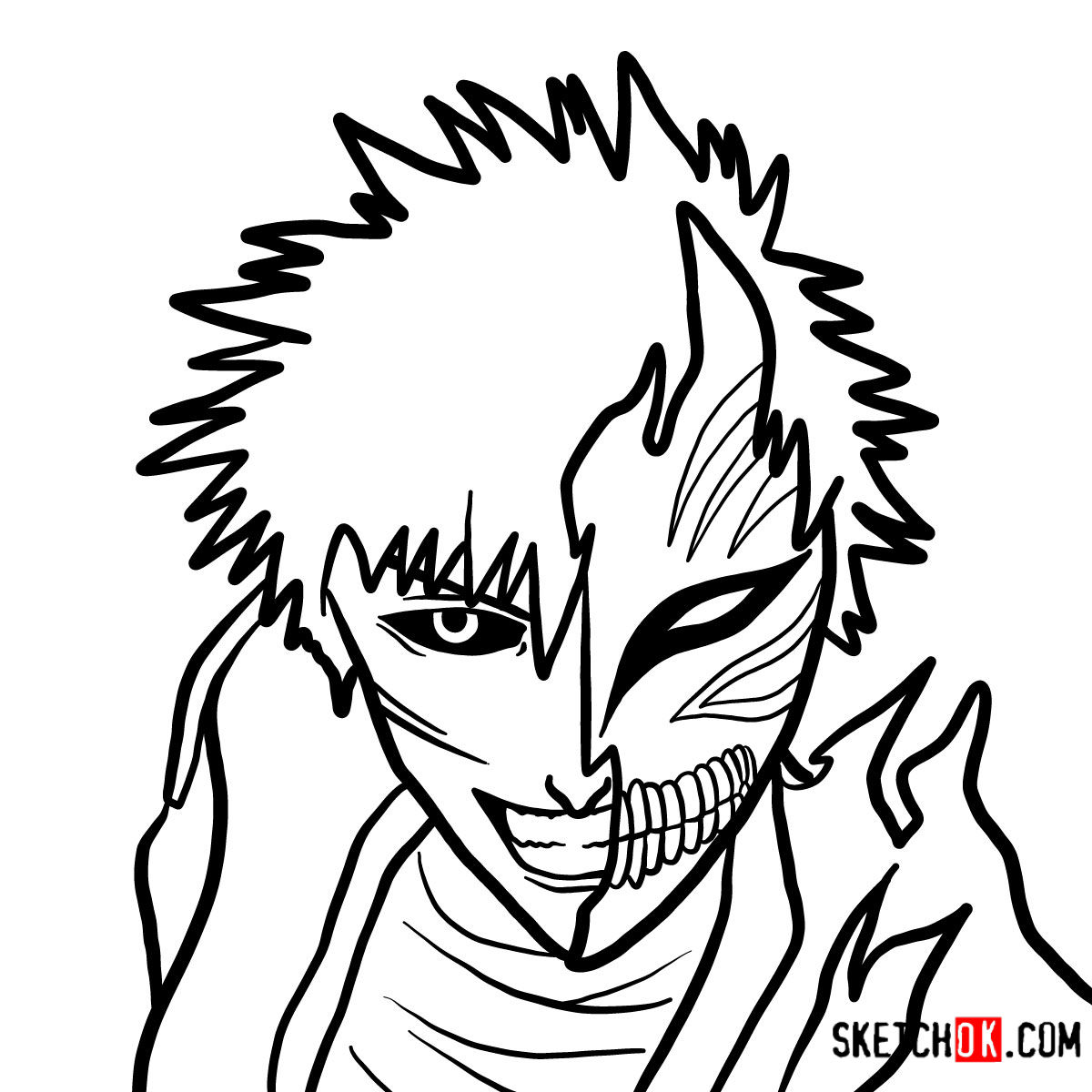 1200x1200 how to draw ichigo kurosaki in a mask bleach - Ichigo Kurosaki Drawing
