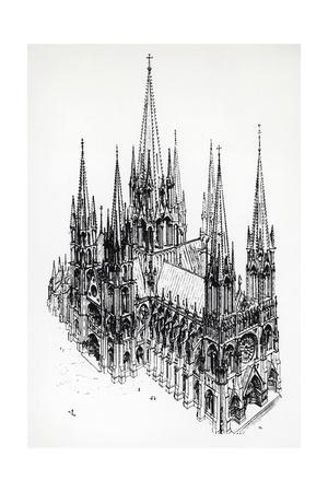 300x450 Isometric View Of Ideal Cathedral, Drawing - Ideal Drawing