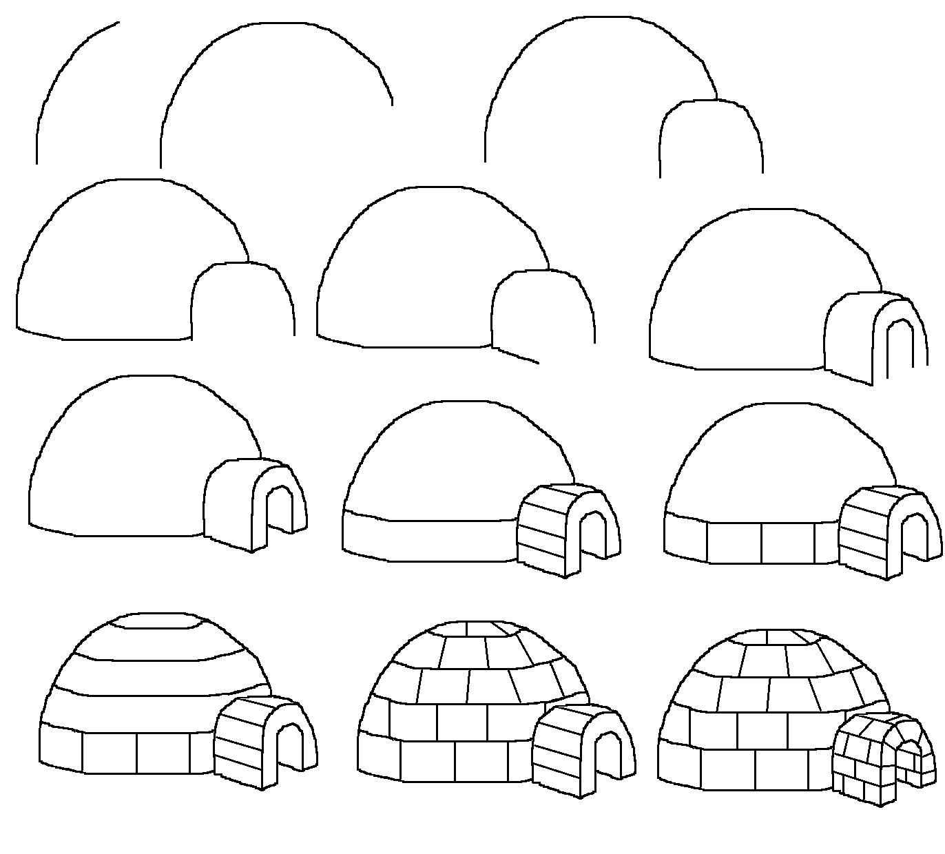 1372x1240 How To Draw A Cartoon Igloo Easy Free Step - Igloo Drawing