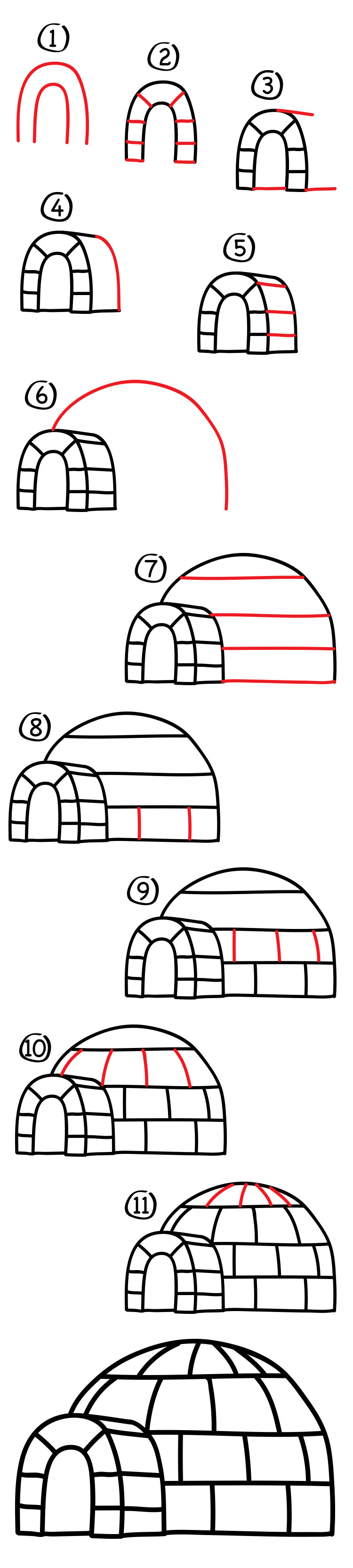 750x3332 How To Draw An Igloo - Igloo Drawing