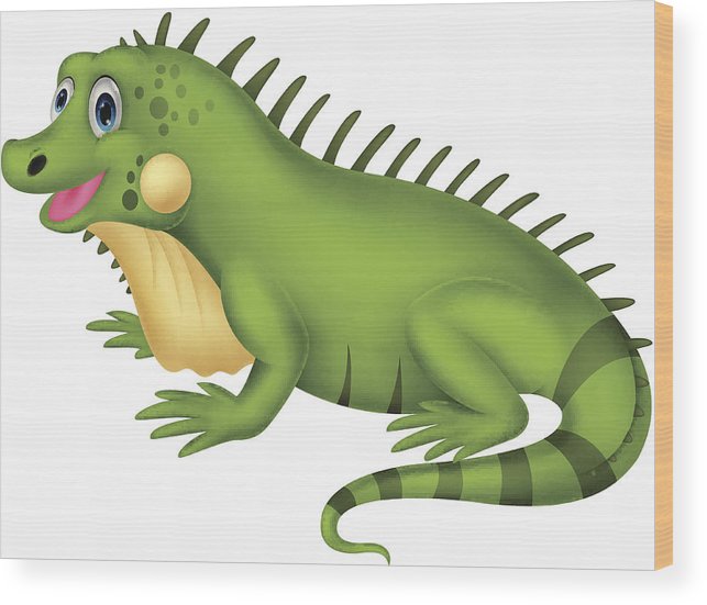 643x551 cute iguana cartoon wood print - Iguana Cartoon Drawing
