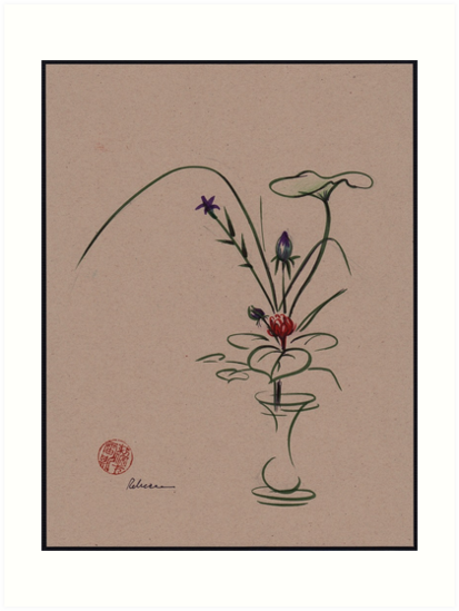 413x549 autumn chill - Ikebana Drawing