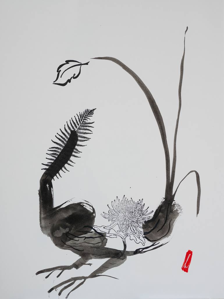 770x1027 zen chicken and the ikebana lesson drawing - Ikebana Drawing