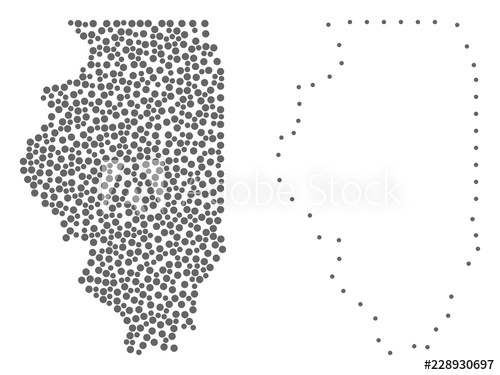 500x375 dotted and frame map of illinois state formed with dots vector - Illinois Drawing
