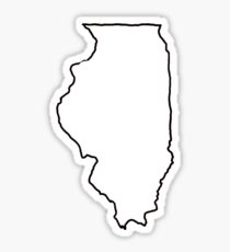 210x230 Illinois Outline Stickers Redbubble - Illinois Drawing