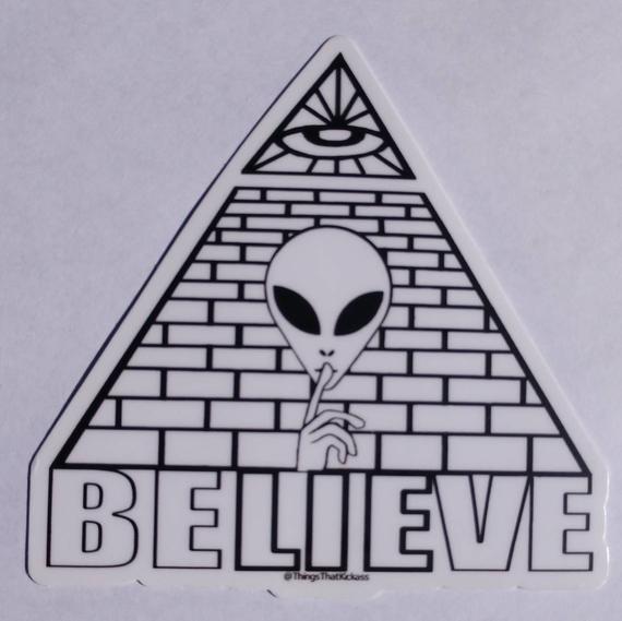 570x569 Believe Alien Illuminati Bumper Sticker Etsy - Illuminati Drawing