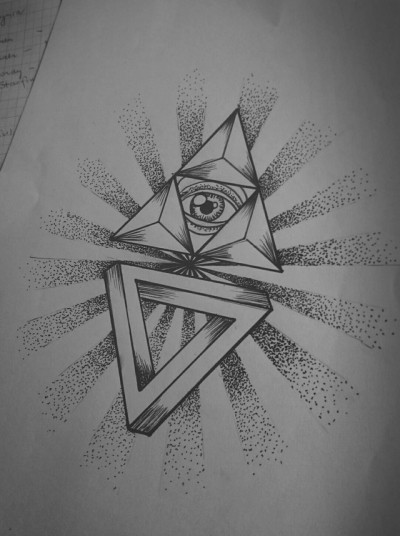 400x536 Black And White Triangle Art Tumblr - Illuminati Triangle Drawing
