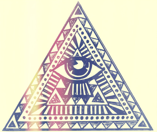 500x420 Drawing Illustration Fashion Hipster Vintage Design Aztec Eye - Illuminati Triangle Drawing