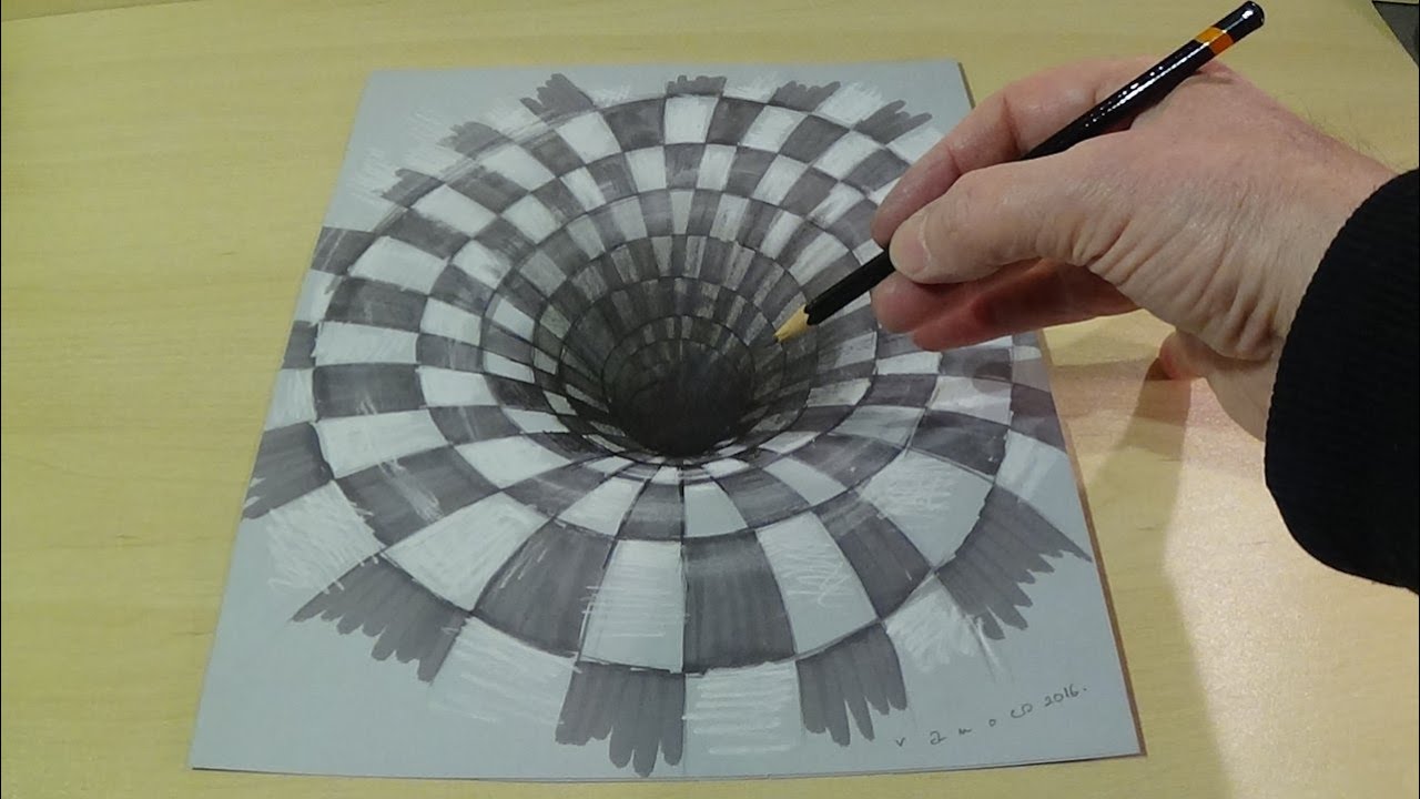 1280x720 Drawing A Hole Illusion, Trick Art - Illusion Art Drawing