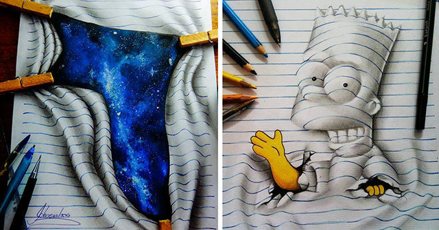 640x336 Year Old Artist Draws Amazing Optical Illusions In His Notebook - Illusion Art Drawing