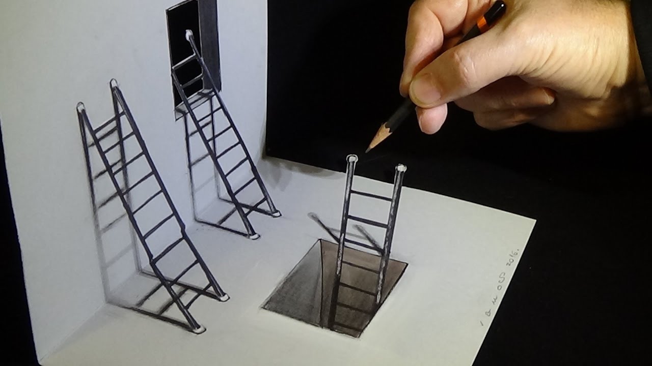 1280x720 How To Draw Ladders - Illusion Art Drawing