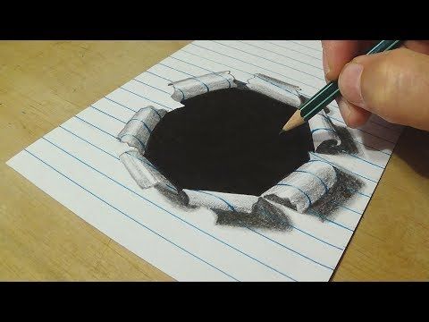 480x360 Trick Art On Line Paper Drawing Half Sphere Optical Illusion - Illusion Art Drawing