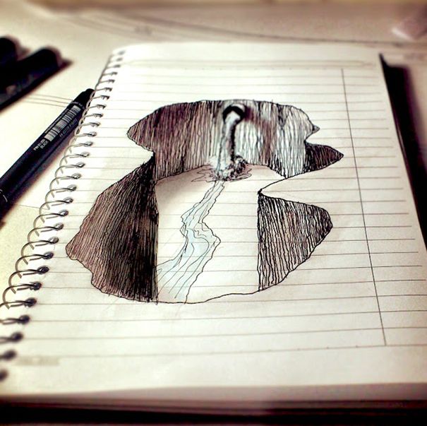 605x603 Art Lines Sketchs Art, Illusion Drawings - Illusion Art Drawing