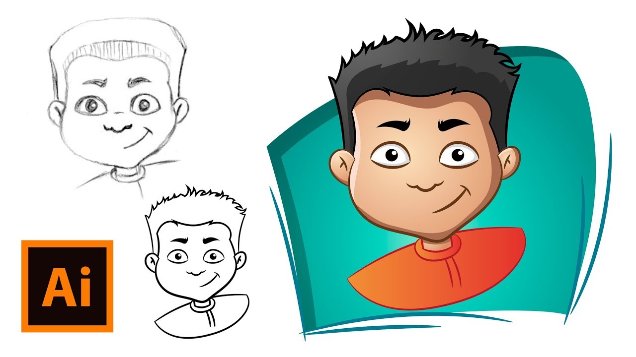 1280x720 How To Draw A Cartoon Face - Illustrator Drawing