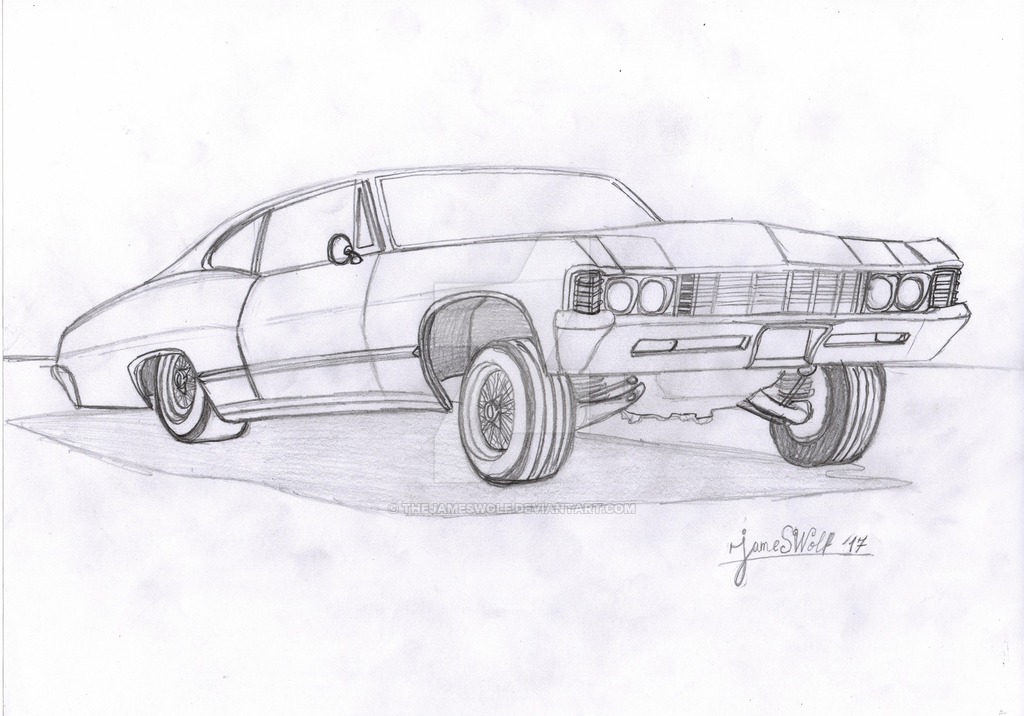 1024x716 chevy impala lowrider - Impala Drawing.