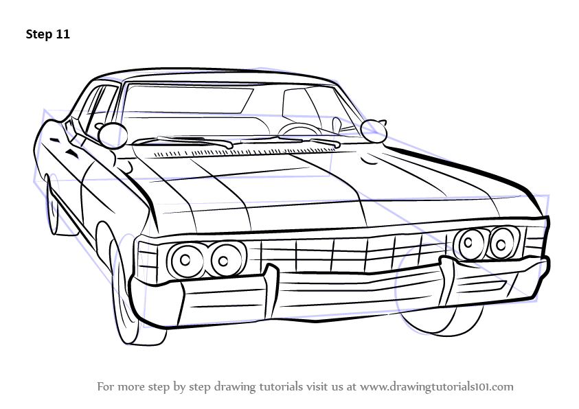 843x596 learn how to draw a chevy impala - Impala Drawing