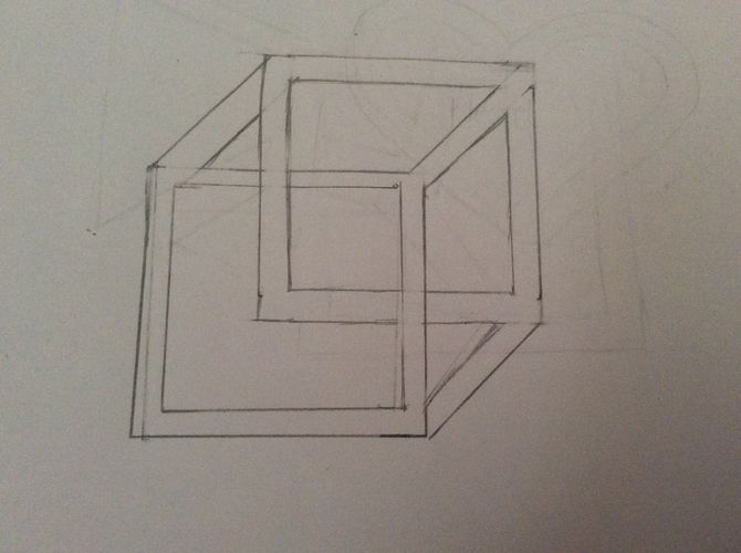 670x500 How To Draw An Impossible Cube Steps - Impossible Drawing