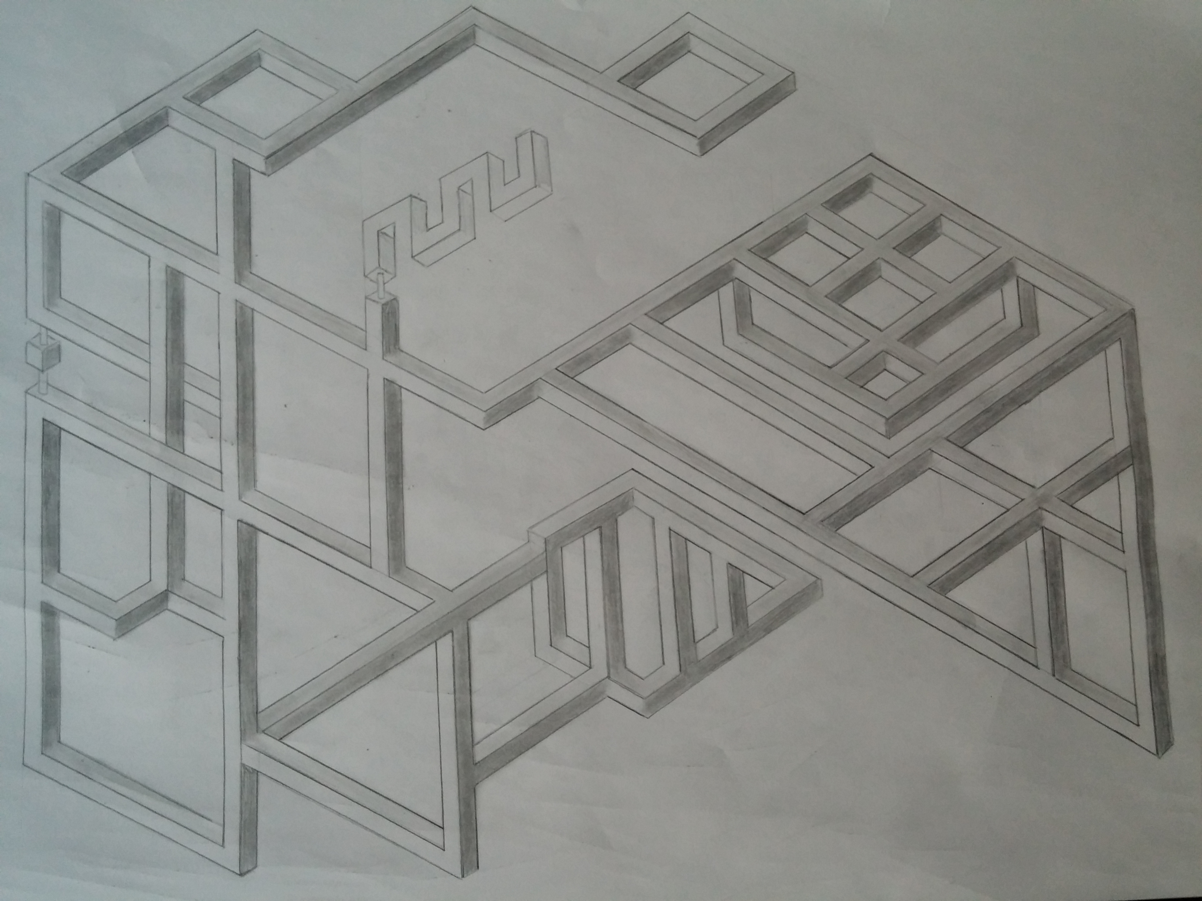 4160x3120 Impossible Drawing I Did Isometric - Impossible Drawing
