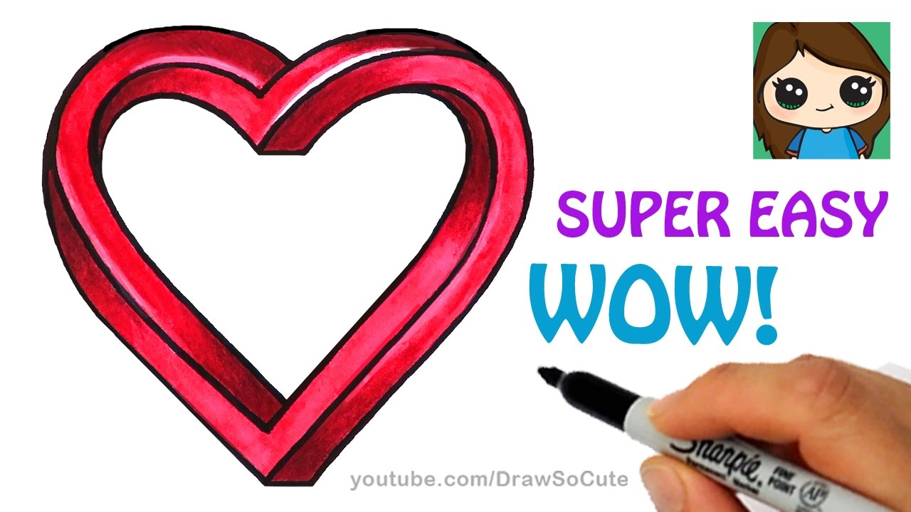 1280x720 How To Draw Impossible Heart Easy Optical Illusion Fun - Impossible Heart Drawing