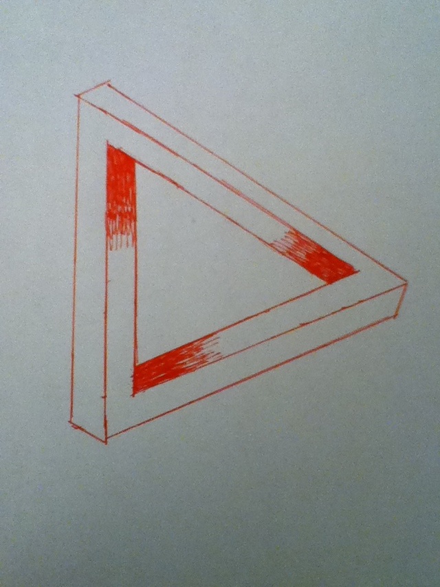 640x853 How To Draw An Impossible Triangle - Impossible Triangle Drawing