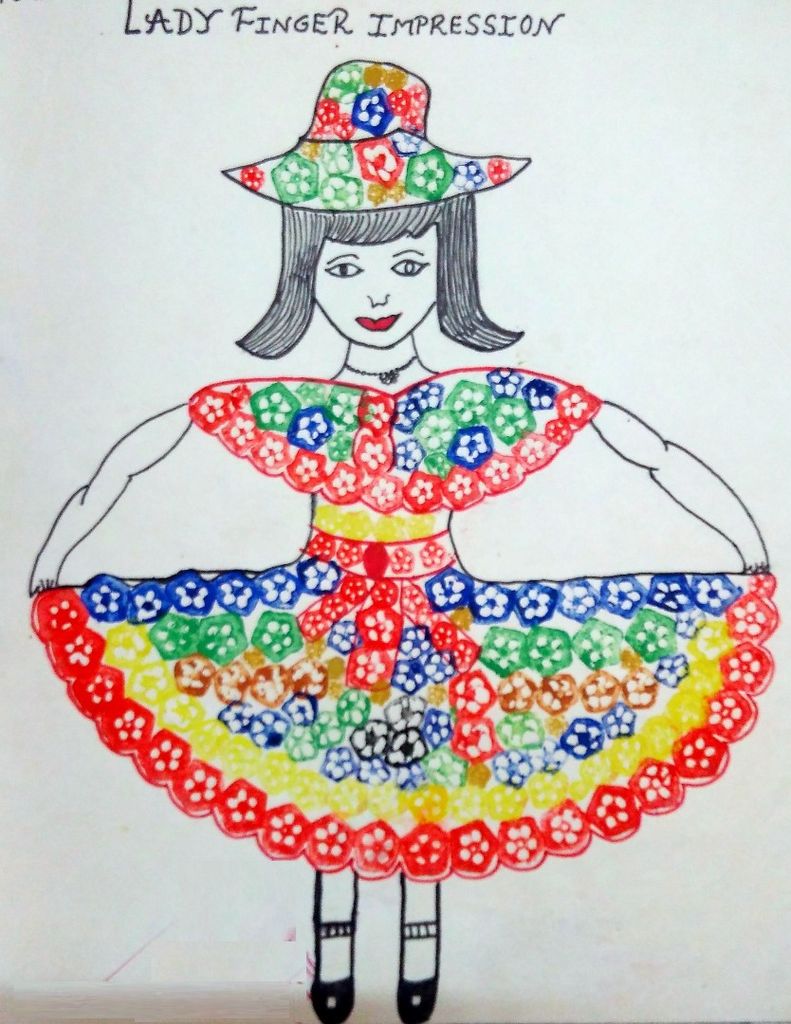 791x1024 Lady Finger Impression Painting - Impression Drawing