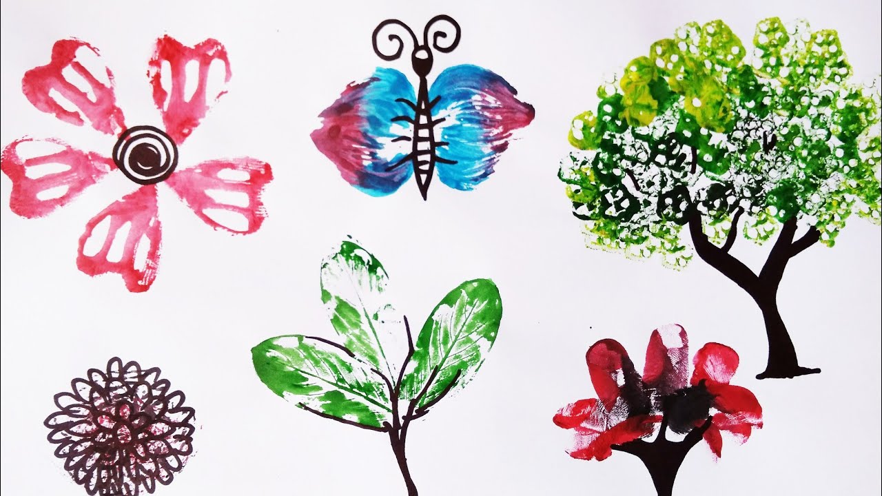 1280x720 Drawing With Vegetable Impression Drawing Finger Print - Impression Drawing