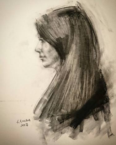 375x469 Original Impressionism Portrait Chalk Drawings For Sale Saatchi Art - Impressionism Drawing