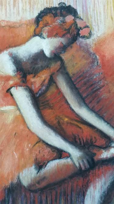 375x667 edgar degas dancer adjusting her sandel, copy of the master - Impressionism Drawing
