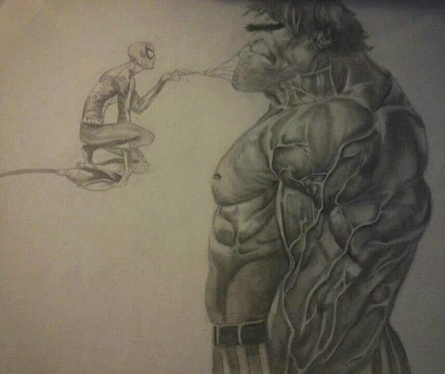 900x757 Hulk And Spiderman Drawing - Incredible Hulk Drawing