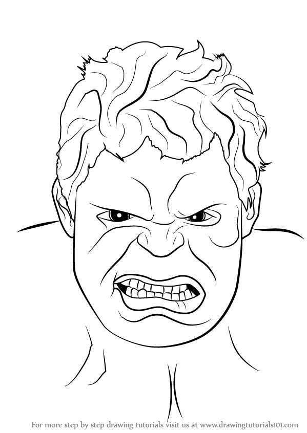 599x846 Learn How To Draw The Hulk Face - Incredible Hulk Face Drawing