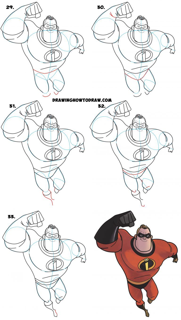 768x1354 How To Draw Mr Incredible From The Incredibles - Incredibles Drawing