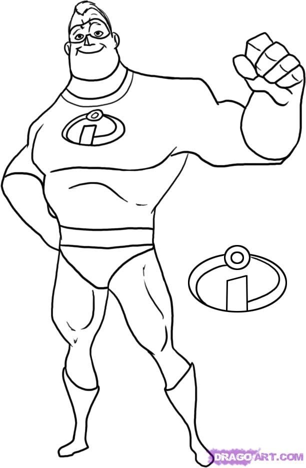 612x936 How To Draw Mr Incredible From The Incredibles Step Doodling - Incredibles Drawing