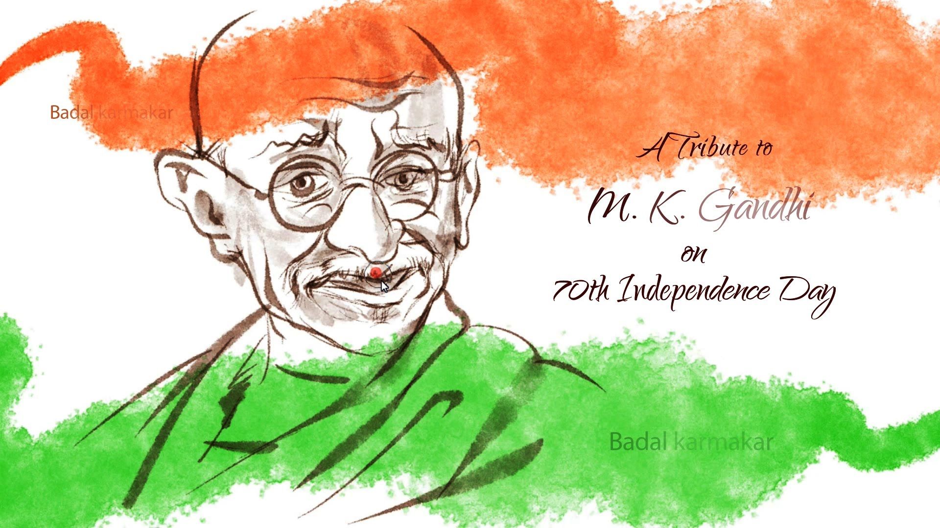 1920x1080 independence day sketch mk gandhi - Independence Drawing