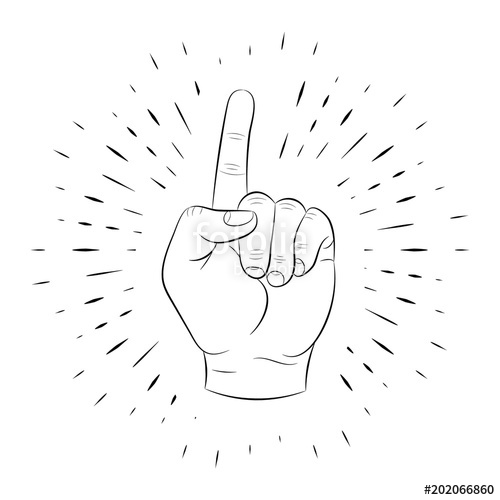 500x500 Hand Gesture, Index Finger Up, Idea, Thought Hand Drawn, Contour - Index Finger Drawing