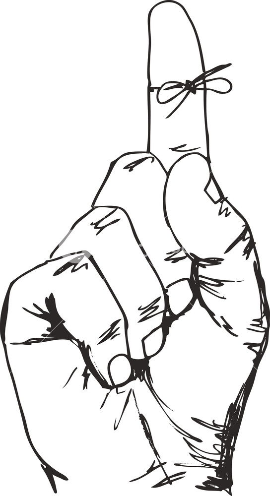 544x1000 sketch of right hand with reminder string tied to index finger - Index Finger Drawing
