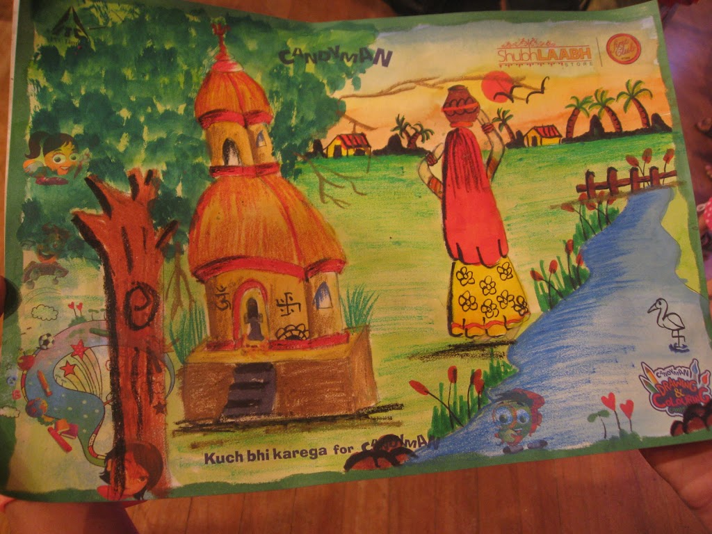 1024x768 drawingpainting on indian culture smart indian women - India Drawing For Kids