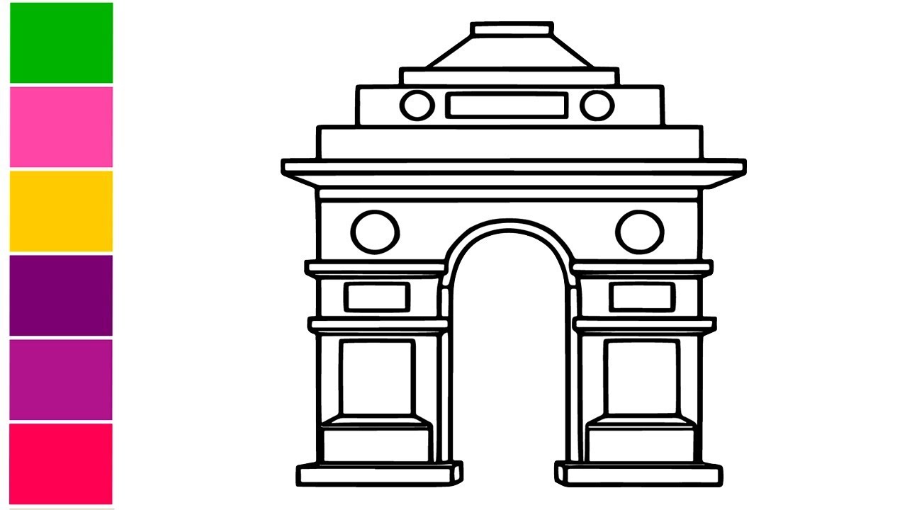 1280x720 How To Draw India Gate - India Gate Drawing