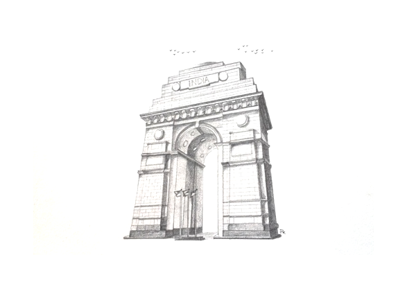 600x420 Bring Home India With An Original Pencil Drawing - India Gate Drawing