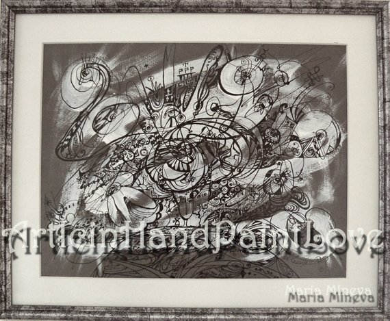 570x469 original art indian ink drawing modern ink drawing on paper etsy - India Ink Drawing