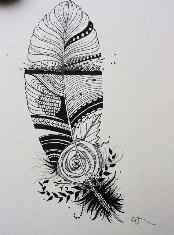 570x768 Original India Ink Drawing Or Tattoo Design, Whimsical Abstract - India Ink Drawing