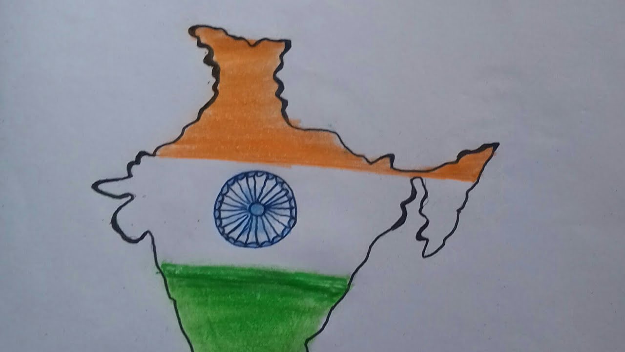 1280x720 How To Draw Indian Map Step - India Map Drawing