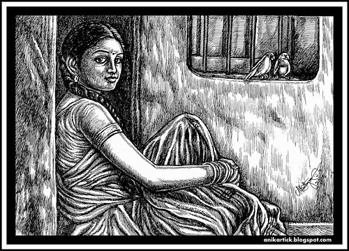 500x360 indian art,indian artist,indian traditional drawings,indian girls - Indian Art Drawing
