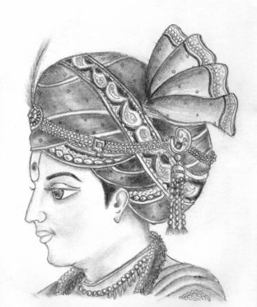 375x447 Purna Purushottam Bhagwan Swaminarayan In Miniature Ragamala Style - Indian Art Drawing