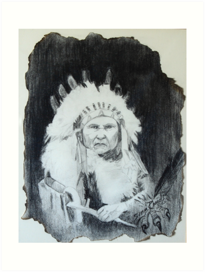 413x549 Indian Chief Art Prints - Indian Chief Drawing