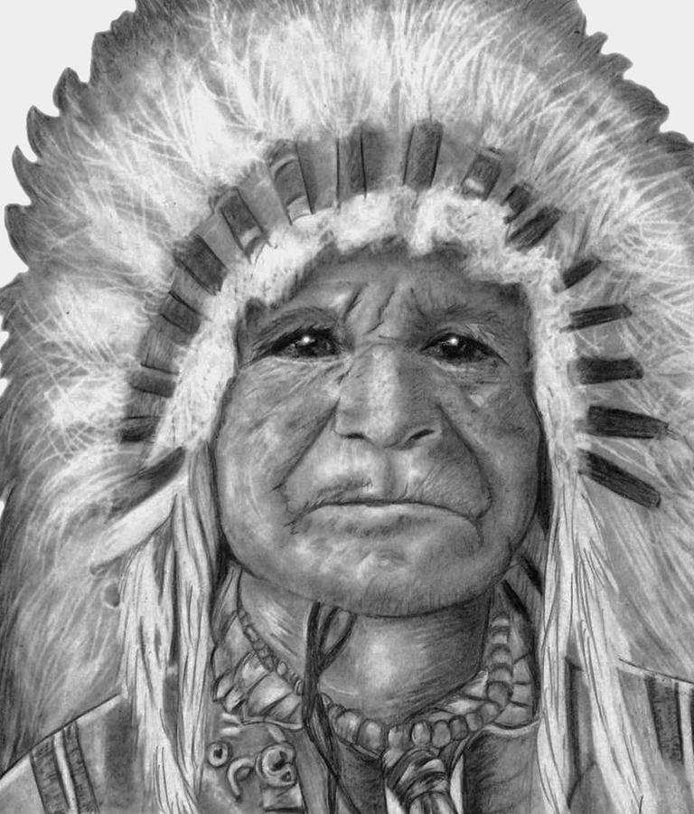 768x900 Indian Chief Drawing - Indian Chief Drawing