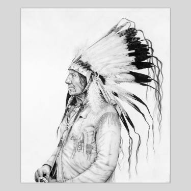 375x375 Indian Chief Drawing - Indian Chief Drawing