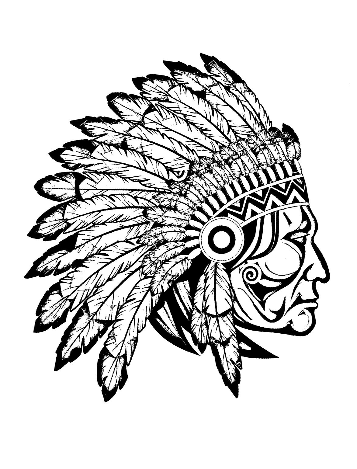 1174x1542 Indian Native Chief Profile - Indian Chief Drawing