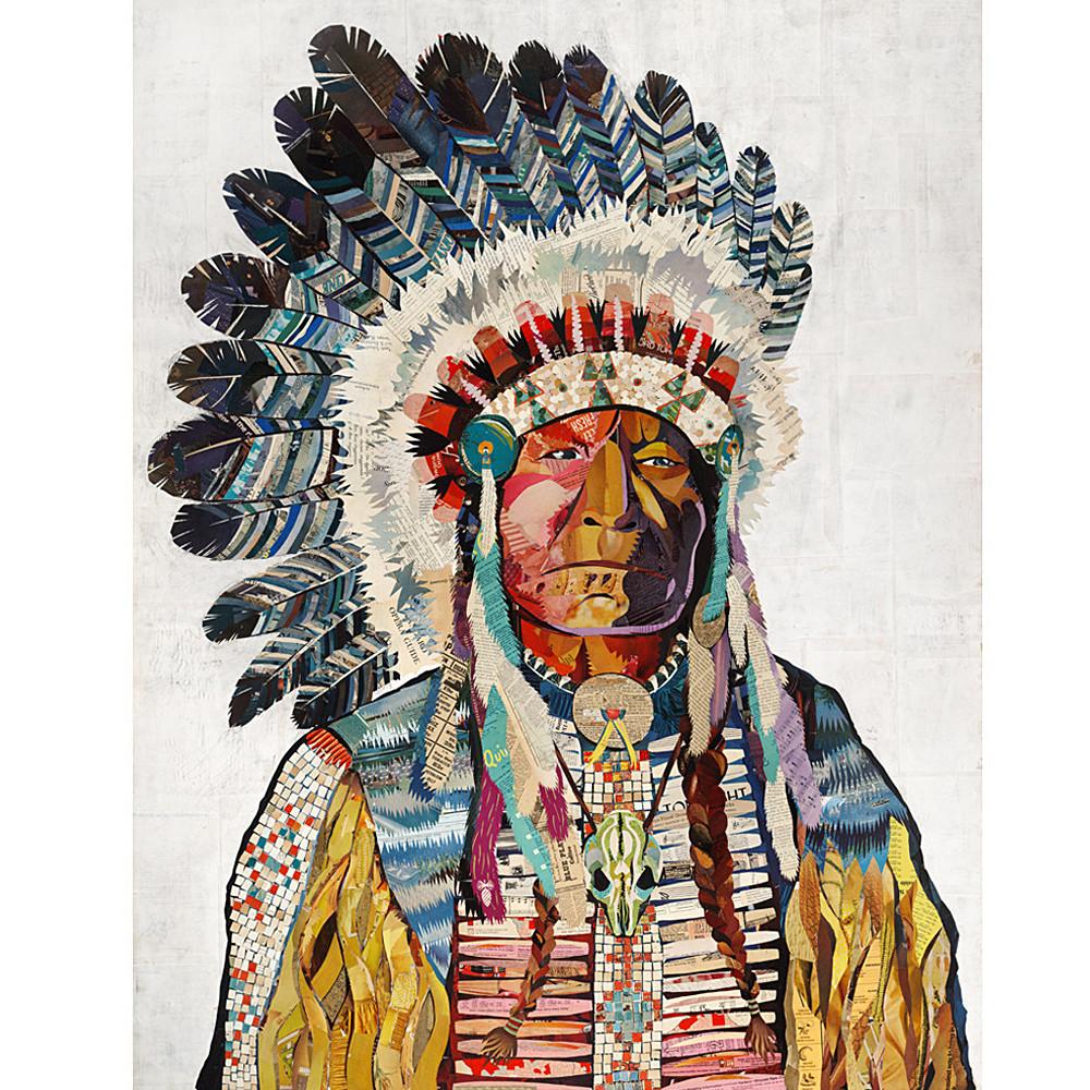 1000x1000 Multi Colored Print - Indian Chief Drawing