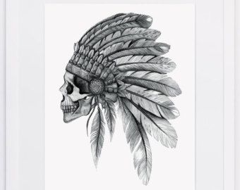 340x270 Nzfinch Indian Chief Headdress Digital Print Of Original - Indian Chief Headdress Drawing